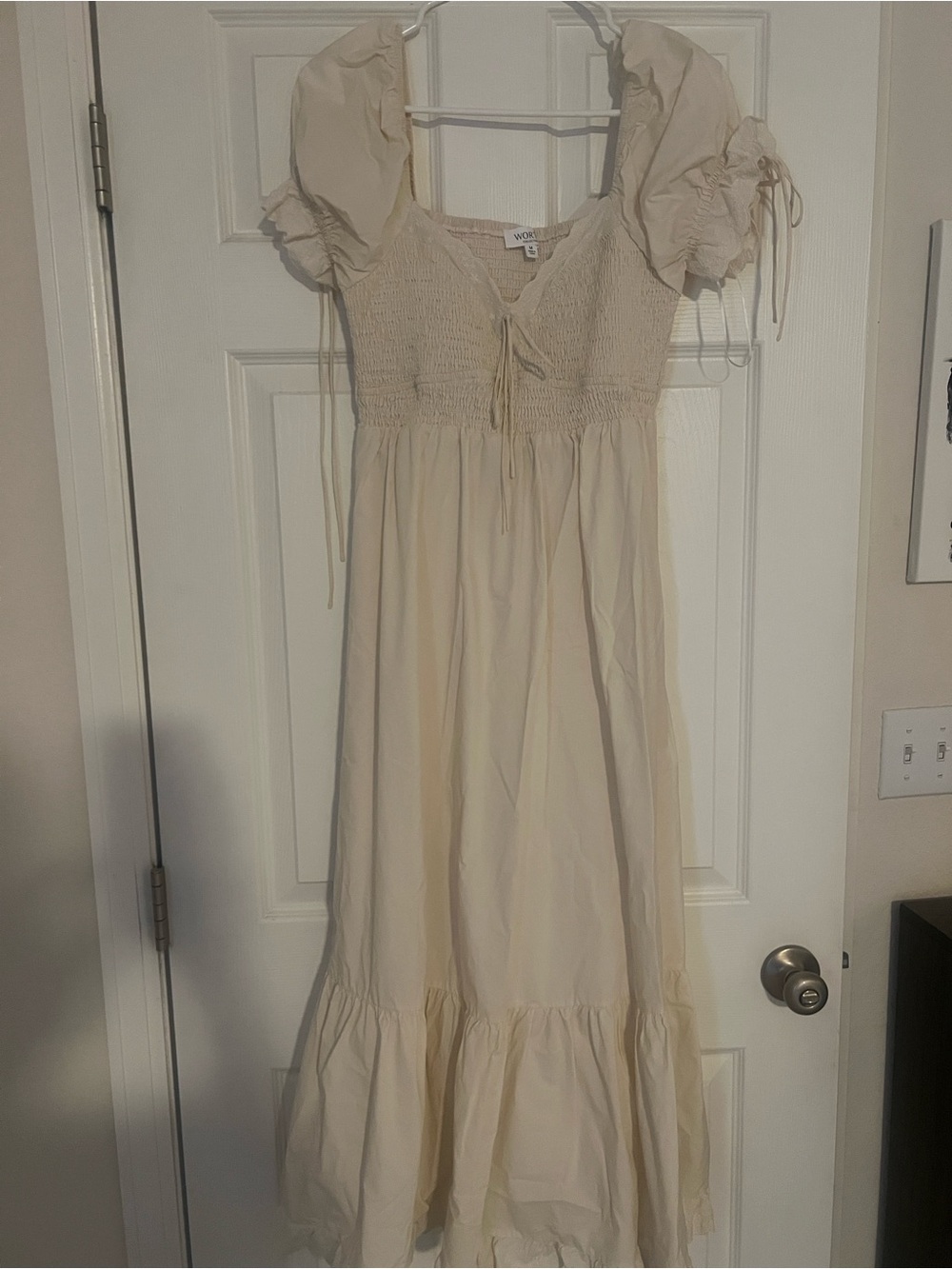 Worth Collective Cream Smocked Puff-Sleeve Dress - Picture 2 of 3